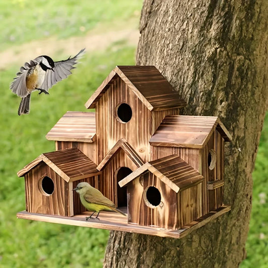 Wooden bird house, outdoor garden bird villa - MyPetDollar.com