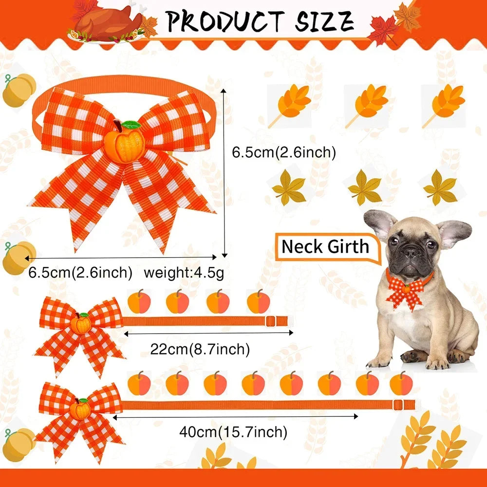 50pcs Autumn Dog Bowties Thanksgiving Small - MyPetDollar.com