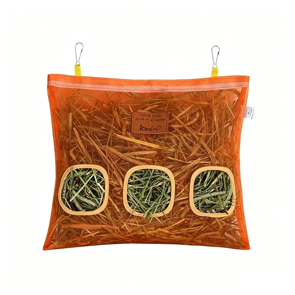 Transparent Small Animals Hay Feeder Pouch for Rabbit Guinea Pig