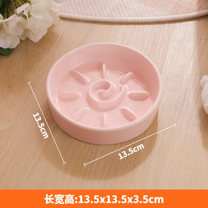 Pet Slow Food Dish,cat Bowl Prevent Tipping Over the Cats