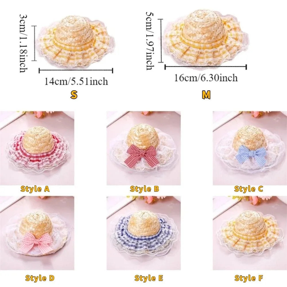 Adjustable Pet Straw Hat Wide Brim Sun - MyPetDollar.com