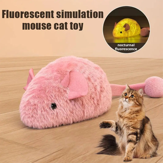 Interactive Plush Mouse Cat Toy Night Luminous Pet Kitten Chew (2 colors)