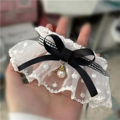 White Lace Bowknot Collar, Bowtie Bibs, Mesh - MyPetDollar.com