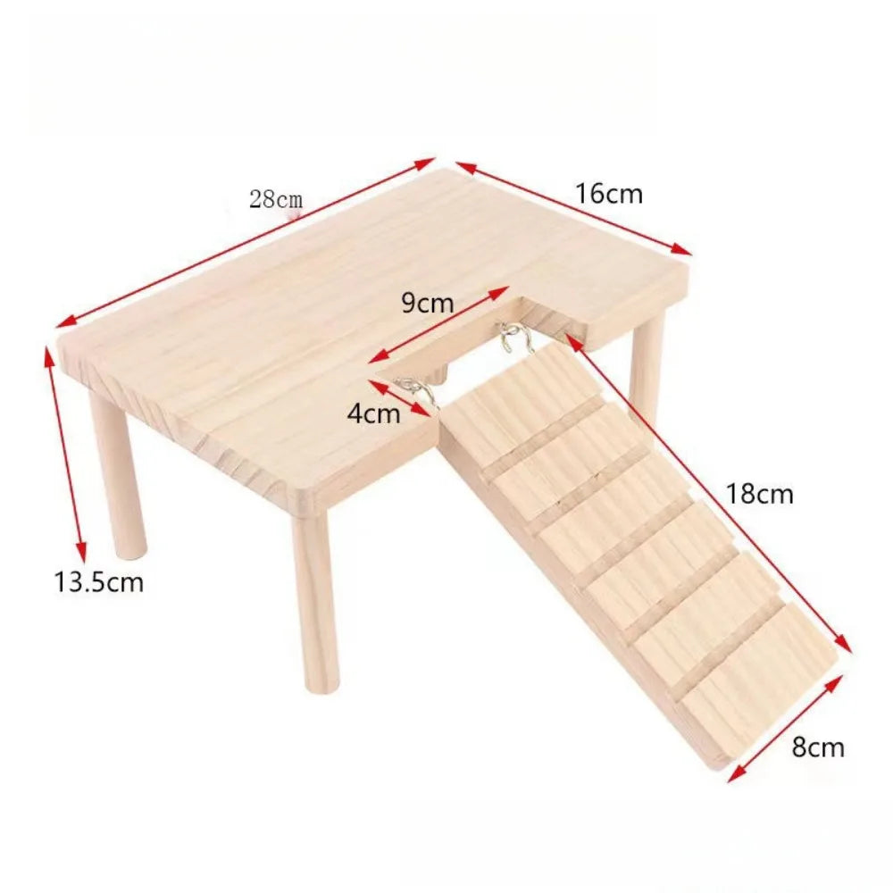 Durable Hamster Wooden Ladder Platform DIY Stairs for Small Pets