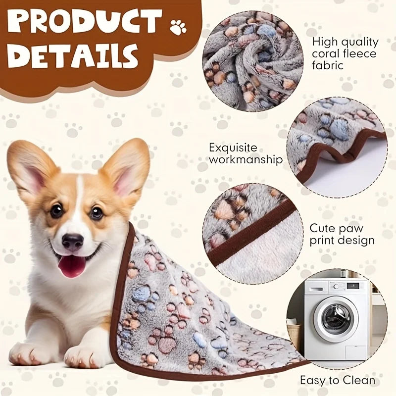 Flannel Pet Blanket Cute Dog Paw Print - MyPetDollar.com