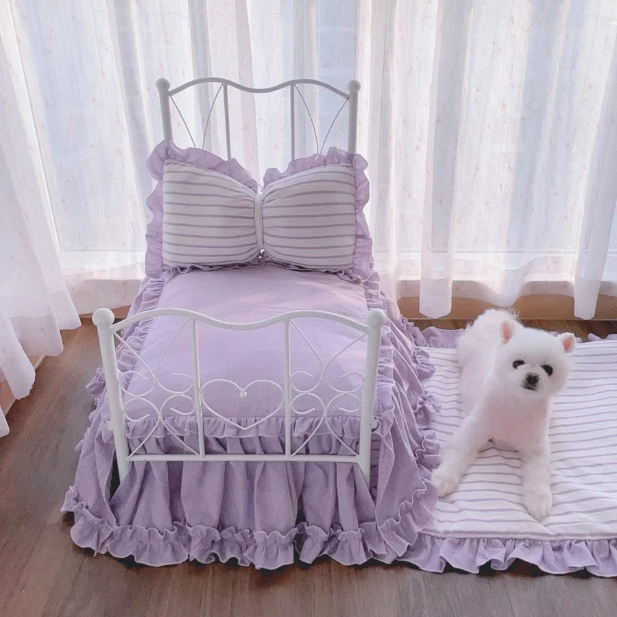 Elevated Princess Bed for Puppies Iron Dog Crate, Durable