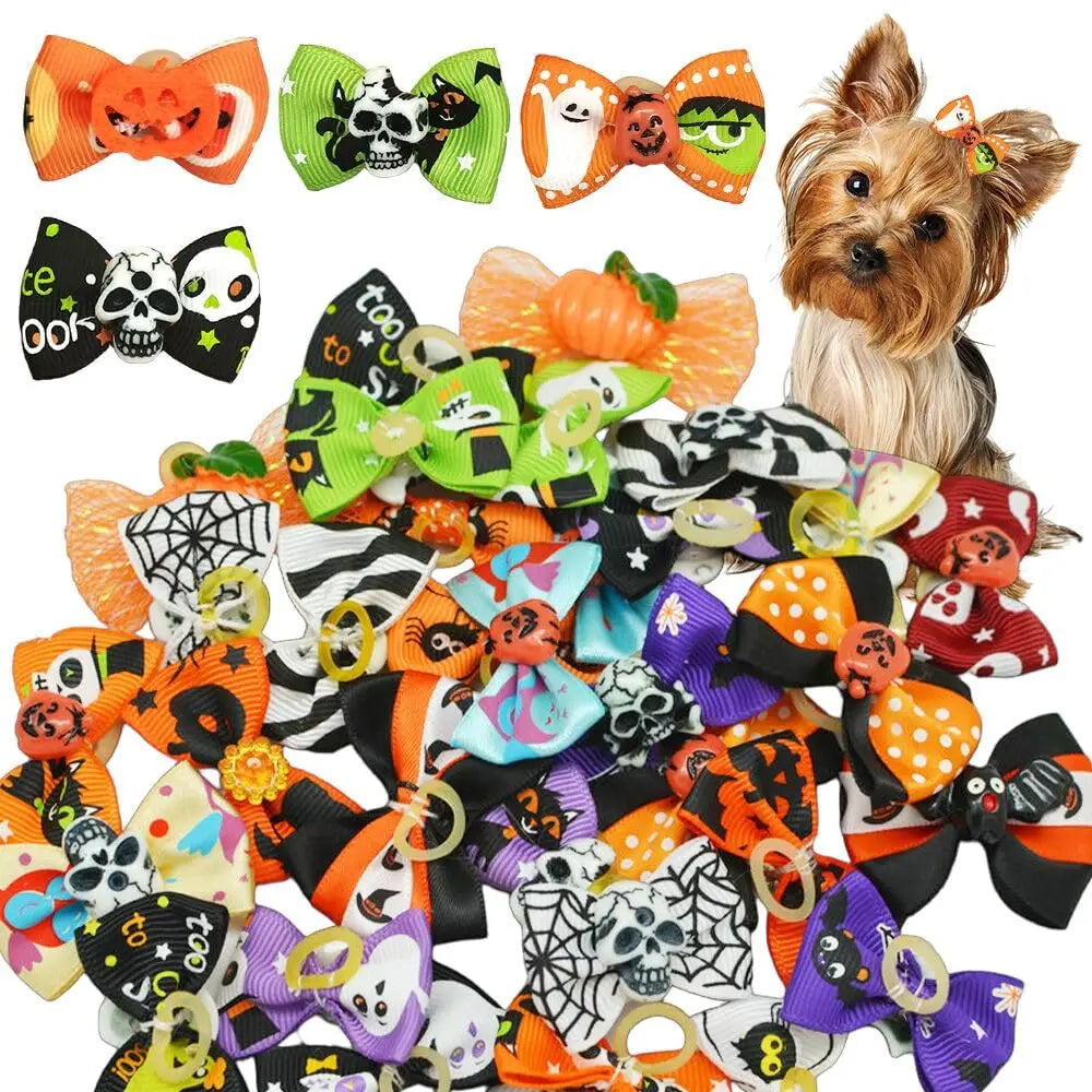 Puppy Yorkie Dog Hair Bow Halloween Ribbon - MyPetDollar.com