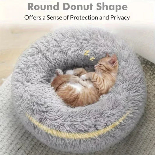 1pc Round Plush Dog Bed & Cat Nest,Non-Slip - MyPetDollar.com