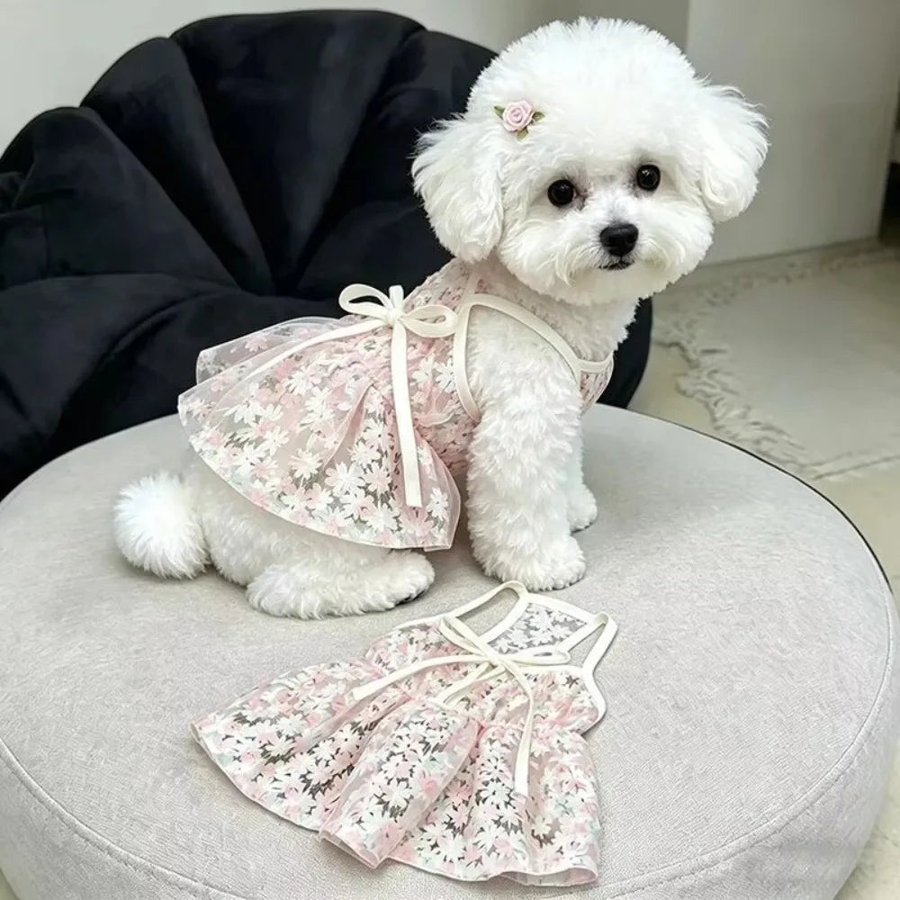 Cute Floral Print Pet Princess Dress - MyPetDollar.com