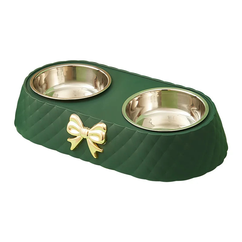 Pet Supplies Bow-tie Bowknot Cats Food Bowl