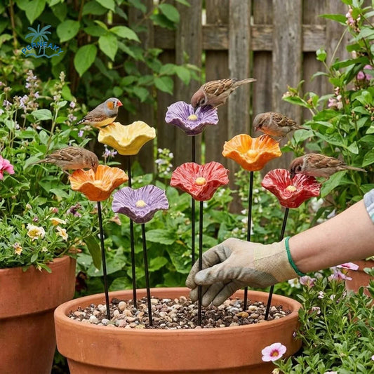 Resin Flower Bee Water Feeder Ground Insert - MyPetDollar.com