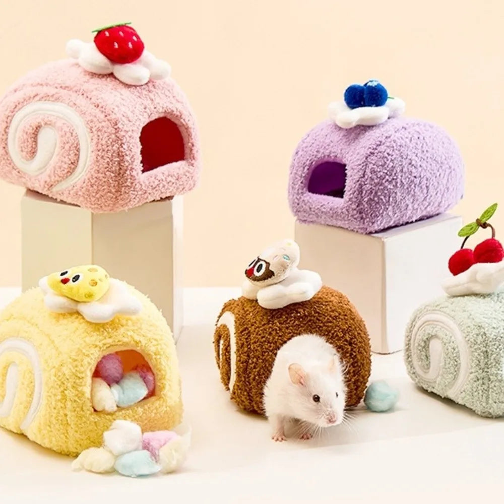 Warm Hamster Cake Nest Swiss Roll Shape Cute - MyPetDollar.com