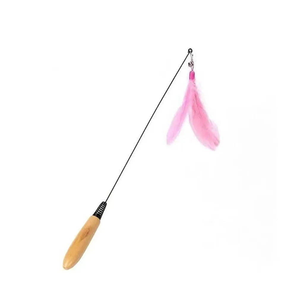 Interactive Wooden Handle Spring Teasing Cat Stick Simulation Fishing Rod