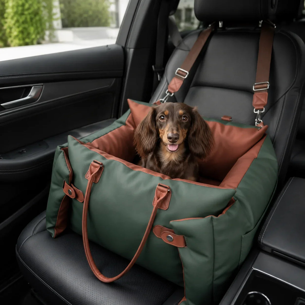 Luxury Solid Faux Leather Pet Car Seat - MyPetDollar.com