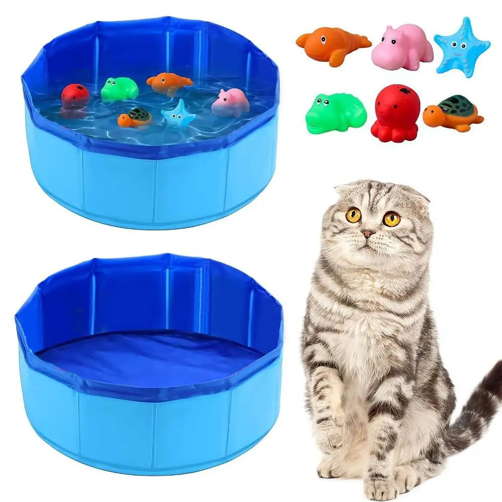 Foldable Cat Pool Toy Play Water Bath Tub - MyPetDollar.com
