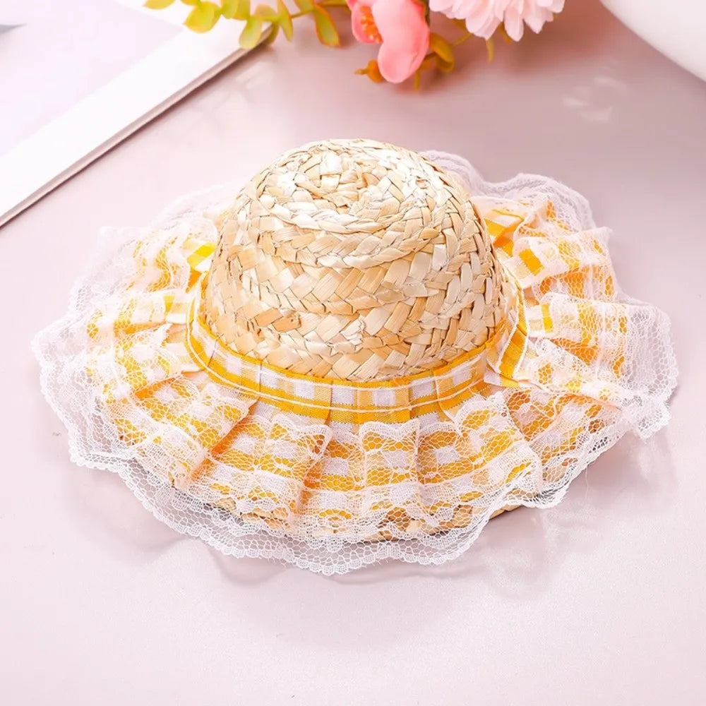Adjustable Pet Straw Hat Wide Brim Sun - MyPetDollar.com