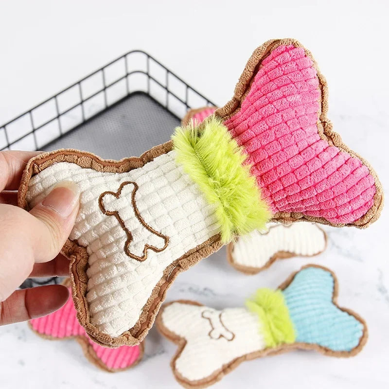 1PC Plush Dog Squeaky Toy Bone Chew Toy for - MyPetDollar.com