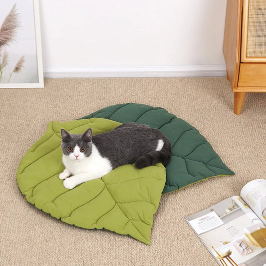 Leaf Shaped Pet Bed Mat Soft Cotton Double - MyPetDollar.com