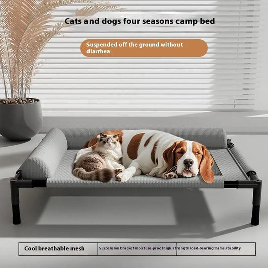 Breathable Mesh Pet Bed Elevated With Pillow - MyPetDollar.com