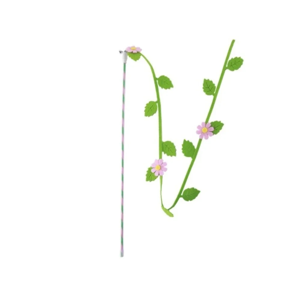Creative Felt Kitten Cat Teaser Stick Flower Leaf Shaped Long, Interactive
