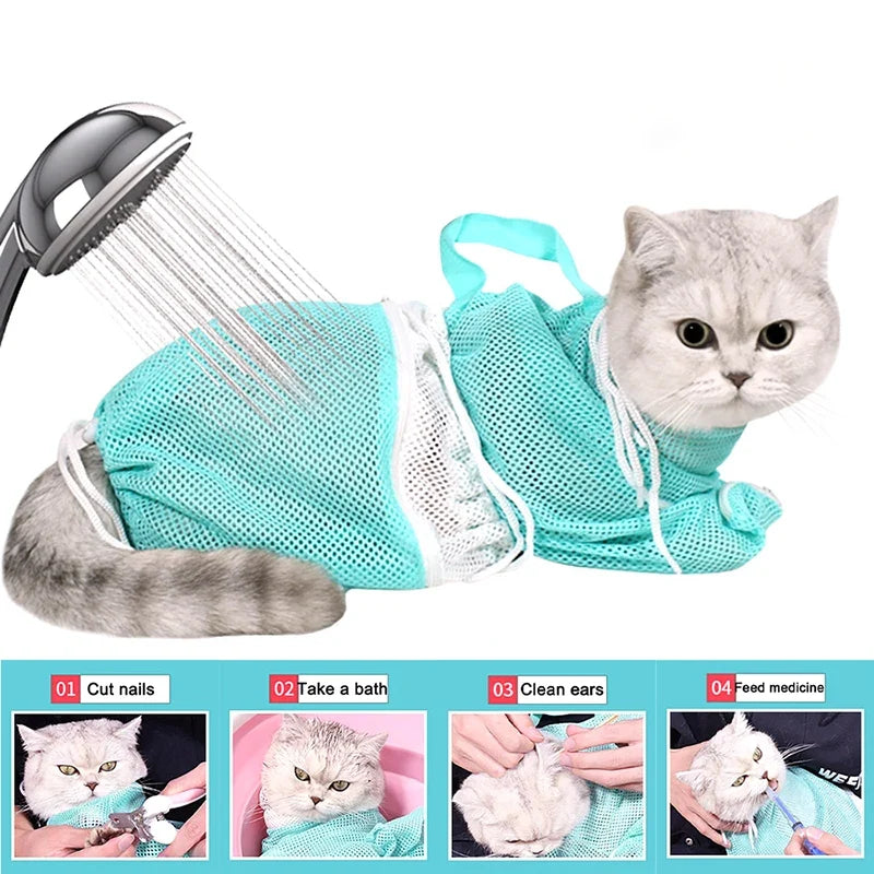 Cat Grooming Shower Bag Mesh Polyester Wash - MyPetDollar.com