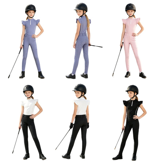 Kids Girls Zip-up Stand Collar Equestrian - MyPetDollar.com