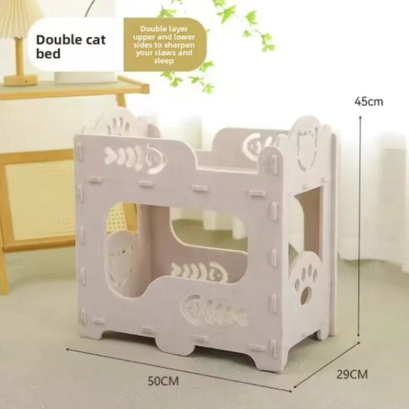 Washable 2-Layer Felt Cat House Indoor Multi Functional Pet Bed