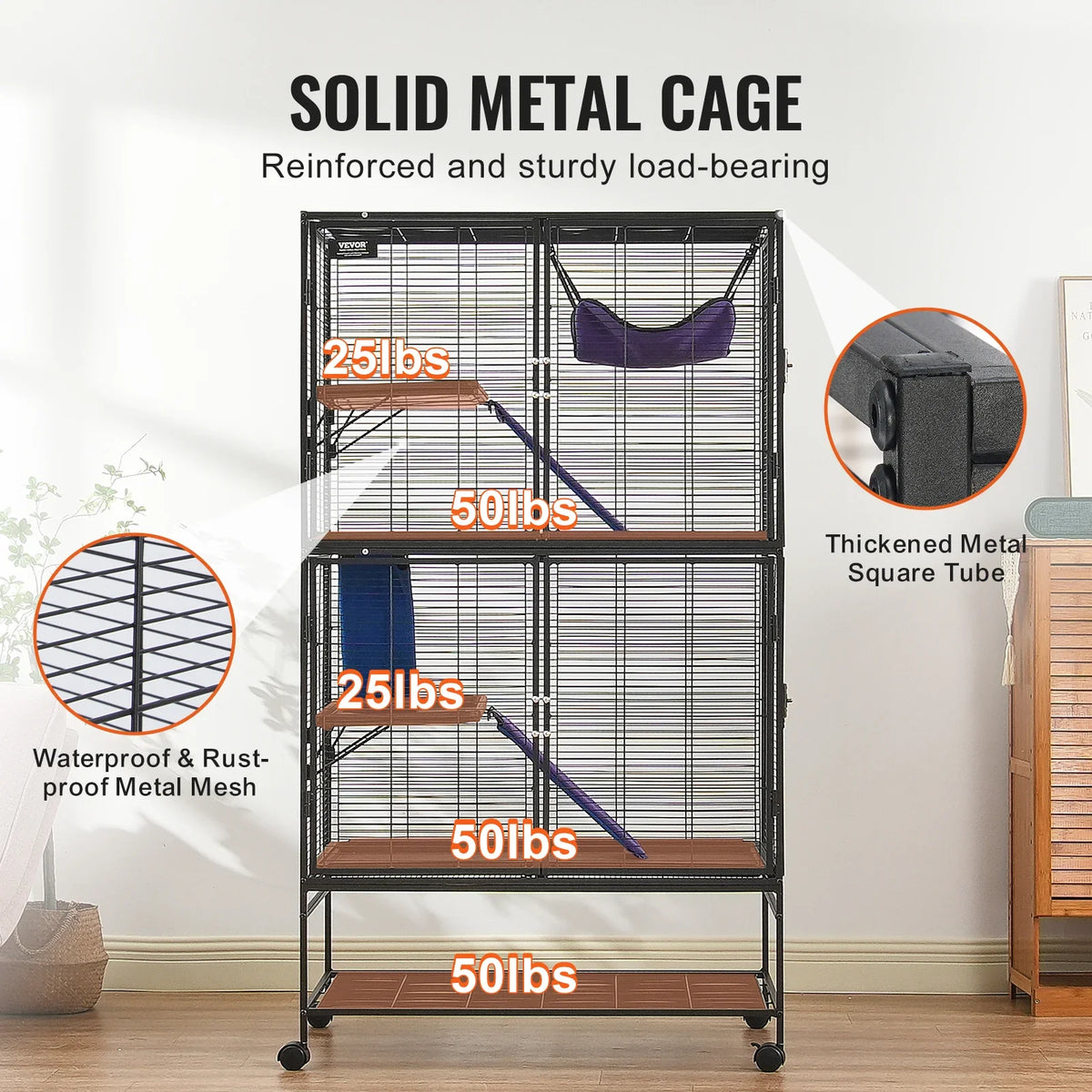 SucceBuy 64.6" Rolling Metal Ferret Cage - MyPetDollar.com