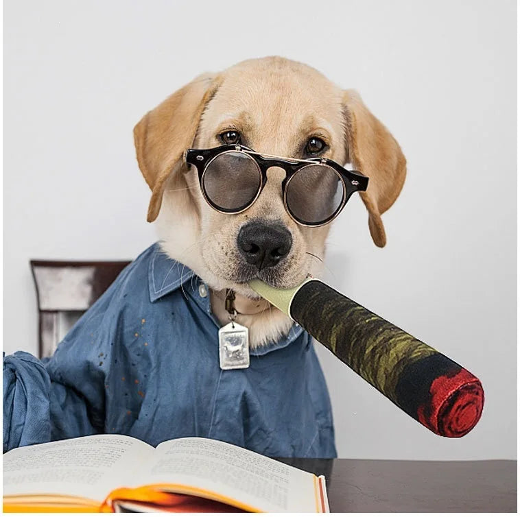 Funny Cigar Design Dog Plush Squeaky Toy - MyPetDollar.com