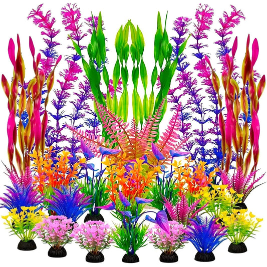 25/26PCS Artificial Aquarium Decor Plants - MyPetDollar.com