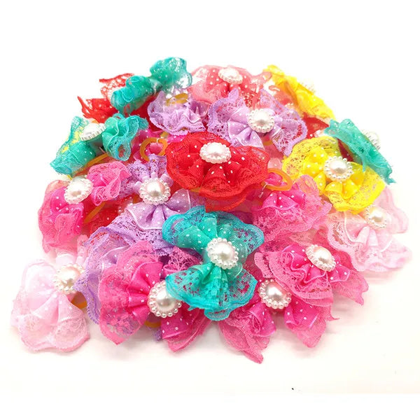 Lot Dog & Cat Hair Bows Mix Color Christmas