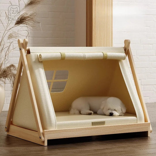 Indoor Dog Tent Pine Wood Dogs Tents Beds - MyPetDollar.com