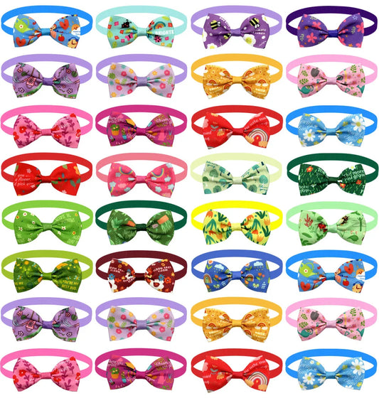 50/100Pcs Spring Flower Dog Bow Ties Green - MyPetDollar.com