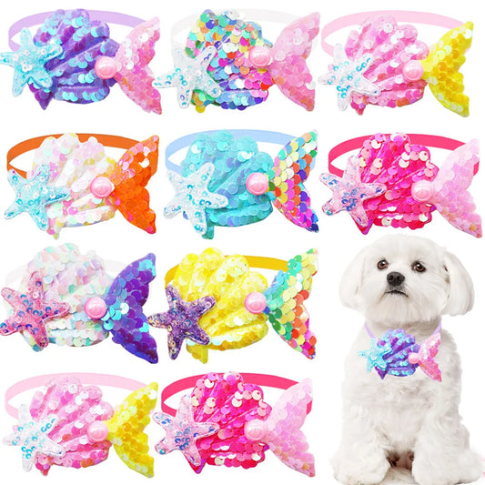 50PCS Shiny Pet Dog Bow Tie Collar - MyPetDollar.com