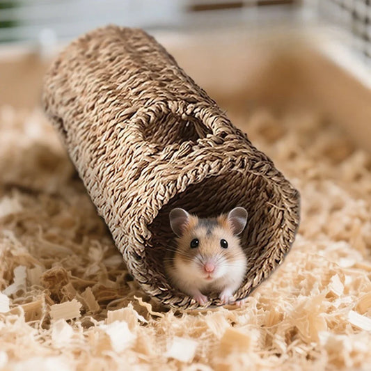 Handmade Grass Woven Tunnel Toy for Hamster - MyPetDollar.com