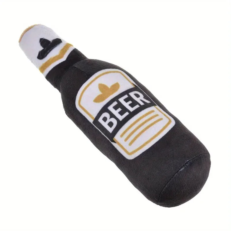 Interactive Realistic Beer Bottle Shape, Squeaking Dog Plaything
