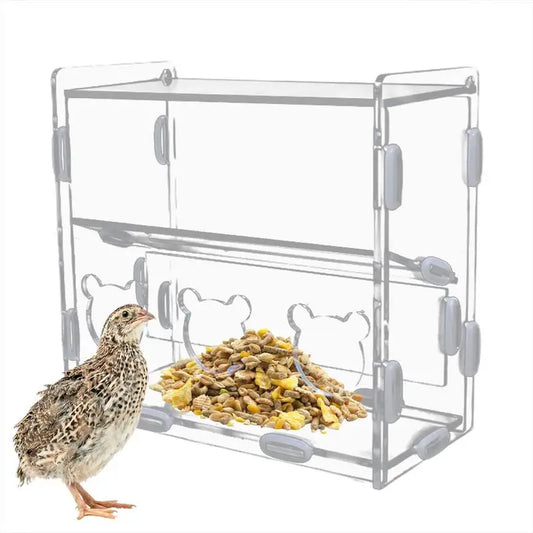 Quail Parrot Feeder No-Mess Acrylic - MyPetDollar.com