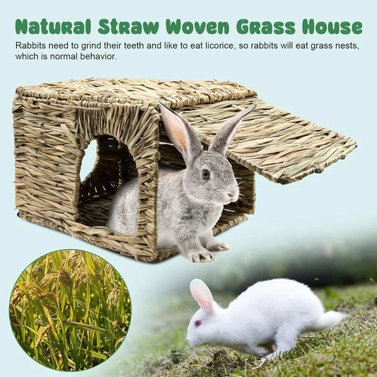 Grass House for Rabbit Foldable Woven Rabbit - MyPetDollar.com