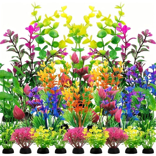 Aquarium Decor Set Artificial Plastic Plants - MyPetDollar.com