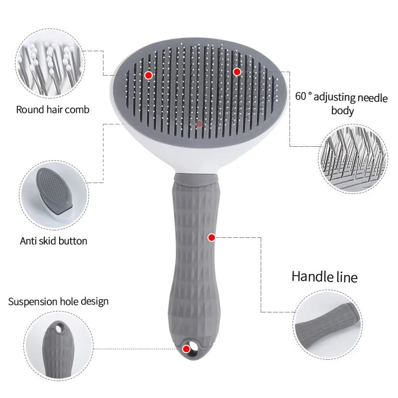Self-Cleaning Pet Slicker Brush One-Click - MyPetDollar.com