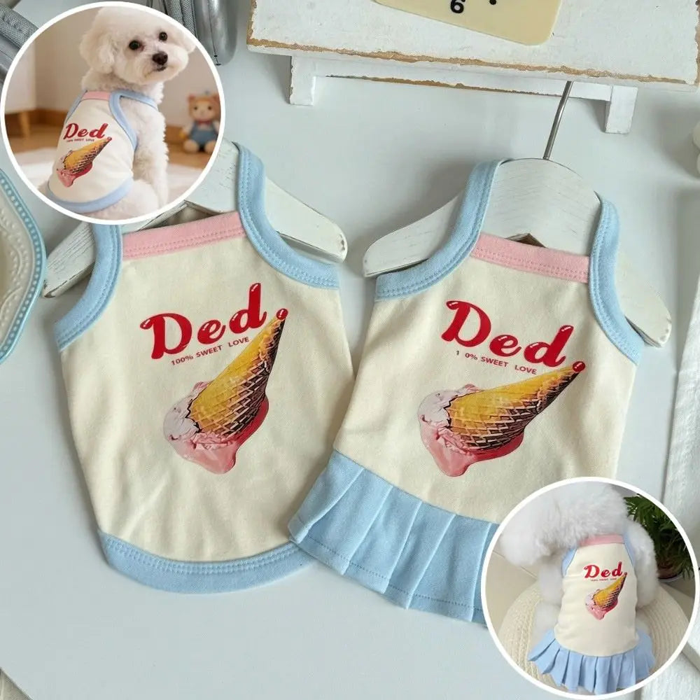 Cartoon Print Pet Ice Cream Camisole Vest - MyPetDollar.com