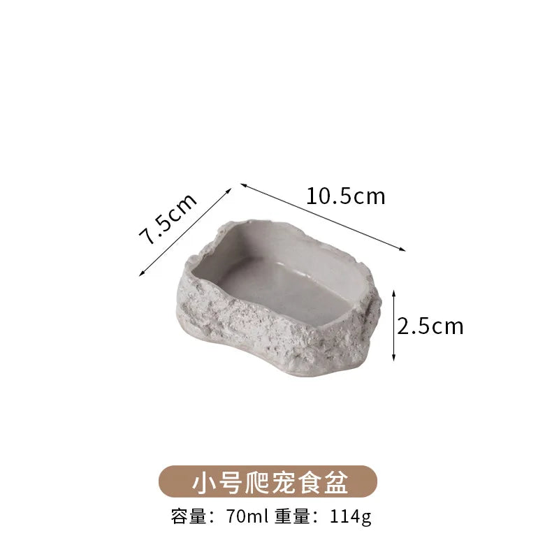 Natural Rock Reptile Water Dish & Food Bowl – 6 Colors