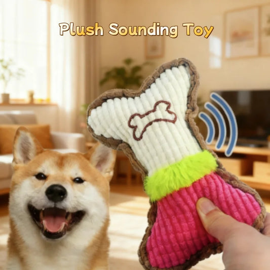 1PC Plush Dog Squeaky Toy Bone Chew Toy for - MyPetDollar.com