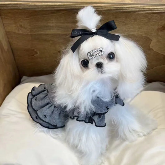 Summer Winter Grey Bow Pet Dog Clothes Cute - MyPetDollar.com