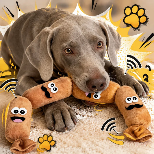 Sausage Segmented Plush Dog Sound Toy, Teeth - MyPetDollar.com