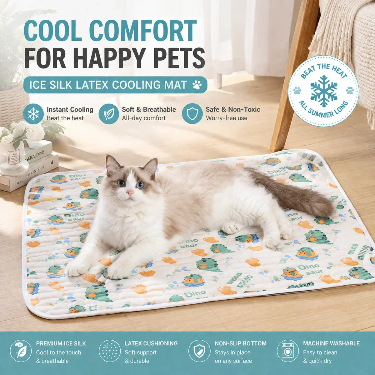 Pet Cooling Mat Ice Silk Latex Dog Cat - MyPetDollar.com