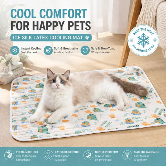 Pet Cooling Mat Ice Silk Latex Dog Cat - MyPetDollar.com