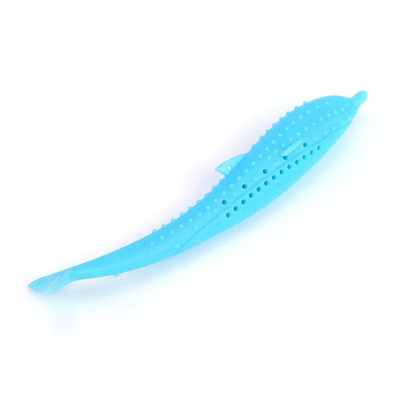 Cat Teeth Brushing Plaything Cleaning Stick Fish Shaped Silicone