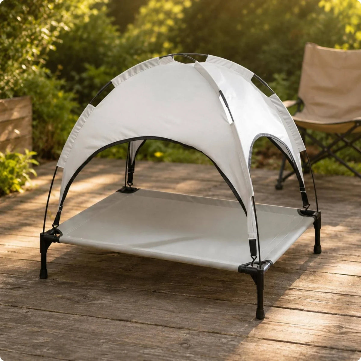 Dog Cot with Canopy Arched Elevated Pet Bed – Dog Bowls & Feeders