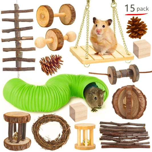 Rabbit Guinea Pig Parrot Play Molar Wooden Supplies (5 colors)
